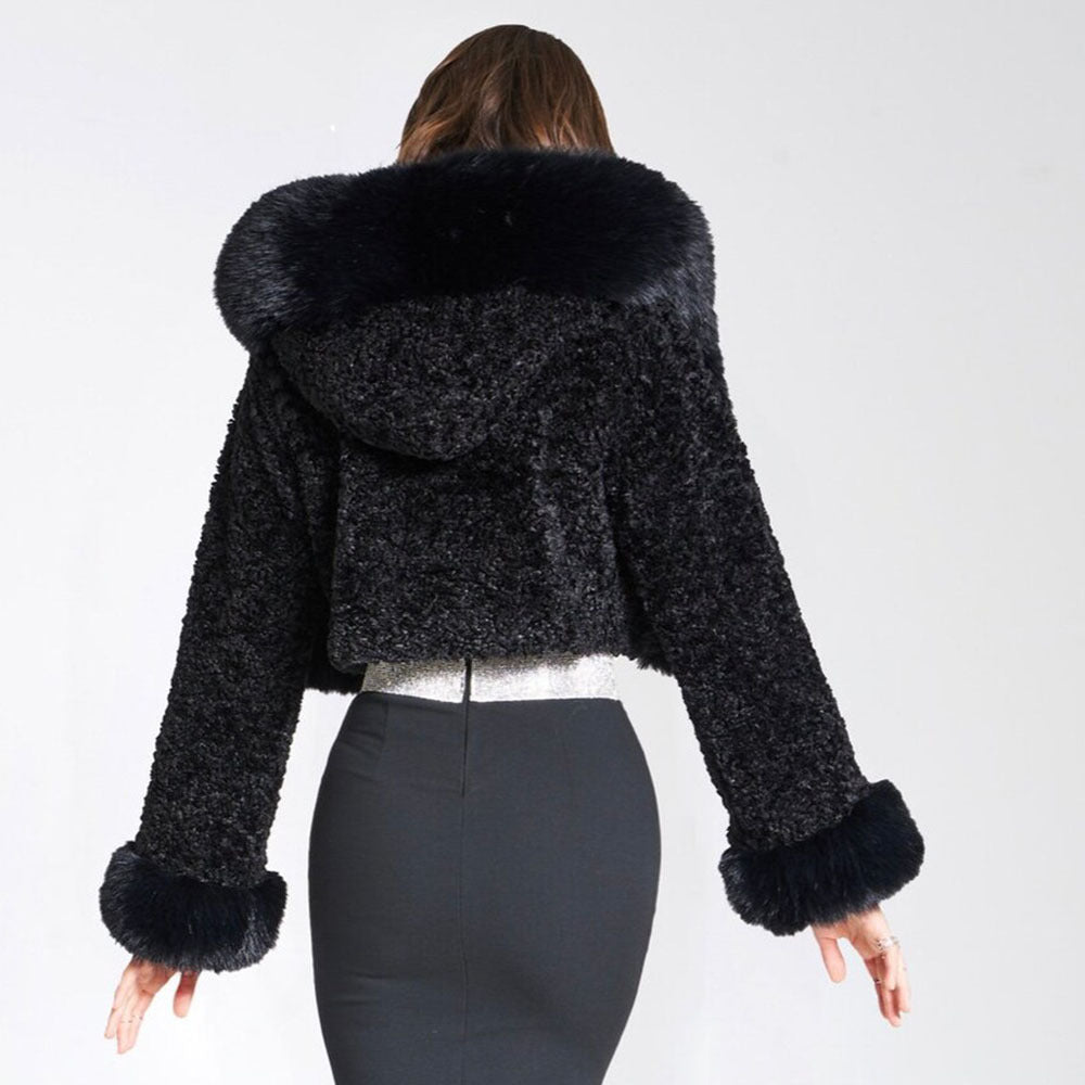 Cynthia | Women's Faux Fur Cropped Hooded Coat