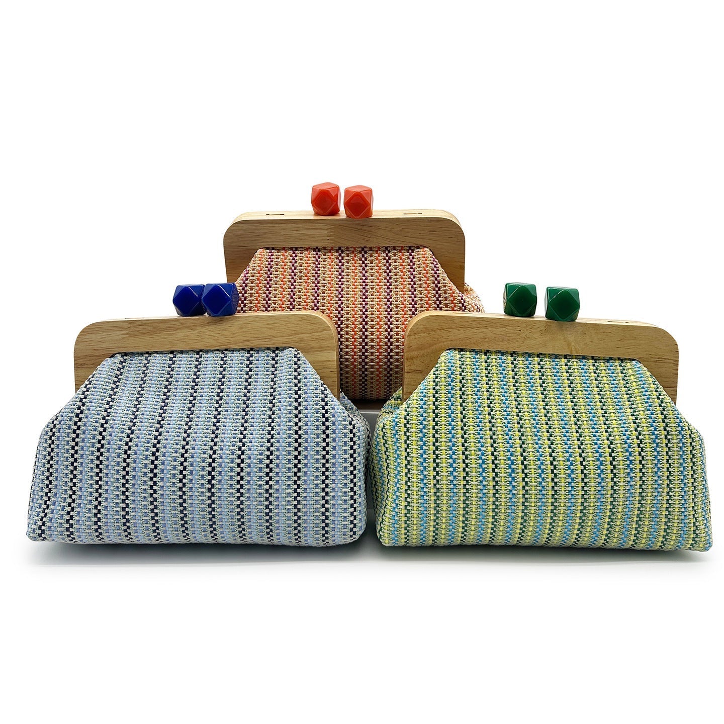 Kaia | Women’s Boho Woven Clutch Bag with Wooden Frame Bag
