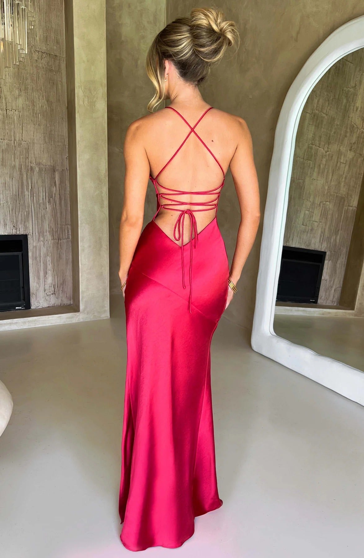 Adriana | Women's Sleeveless Slit Silk Maxi Wedding Guest Dress