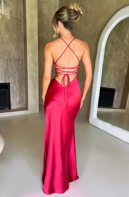 Adriana | Women's Sleeveless Slit Silk Maxi Wedding Guest Dress