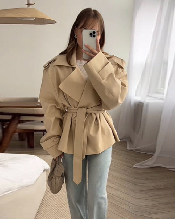Ainsley | Women's Belted Double Breasted Trench Coat Jacket
