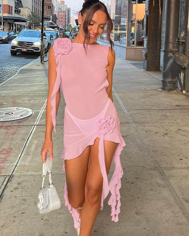 Alanna | Women's Backless Mini Summer Vacation Cover-up Dress