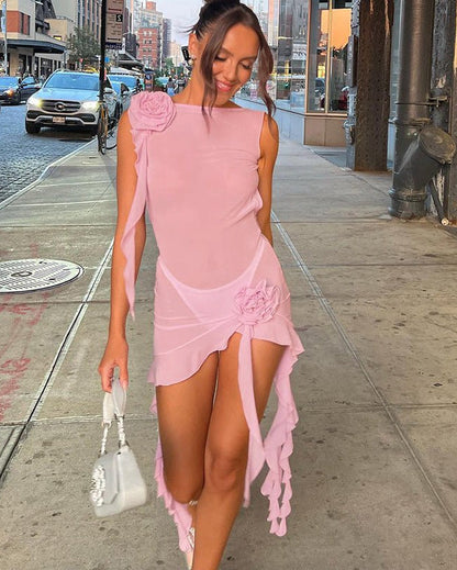 Alanna | Women's Backless Mini Summer Vacation Cover-up Dress