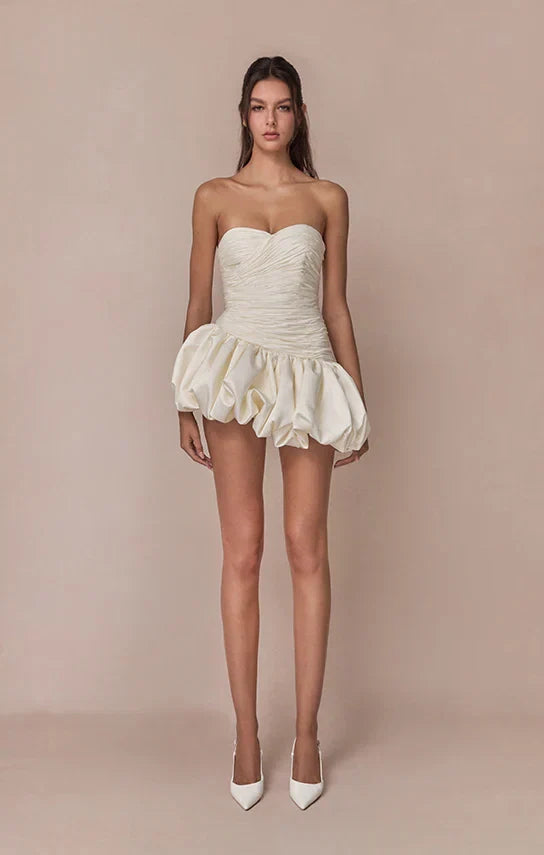 Alia | Women's Strapless Balloon Draped Mini Cocktail Dress