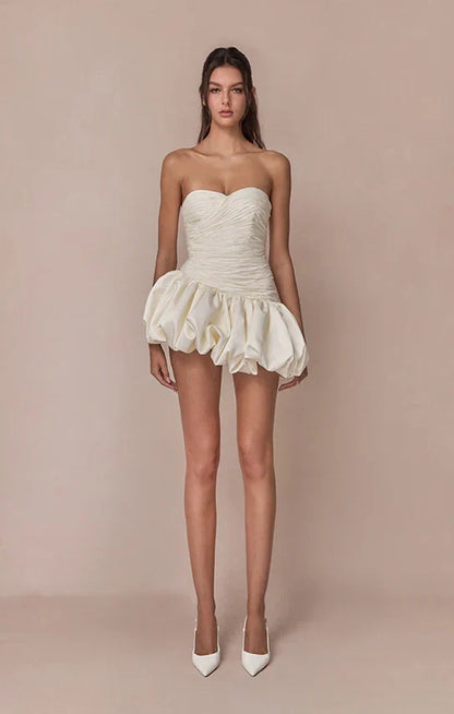 Alia | Women's Strapless Balloon Draped Mini Cocktail Dress