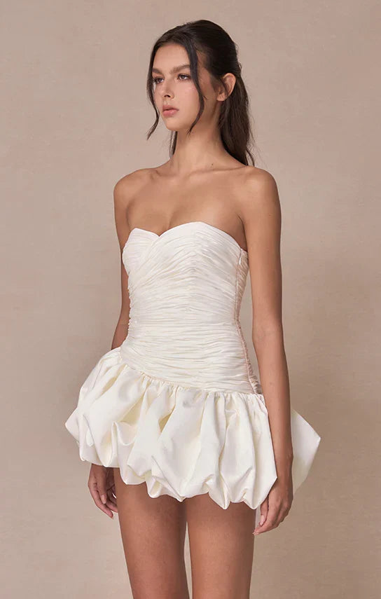 Alia | Women's Strapless Balloon Draped Mini Cocktail Dress