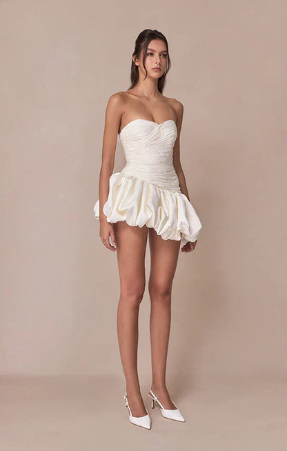 Alia | Women's Strapless Balloon Draped Mini Cocktail Dress