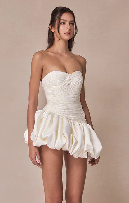Alia | Women's Strapless Balloon Draped Mini Cocktail Dress