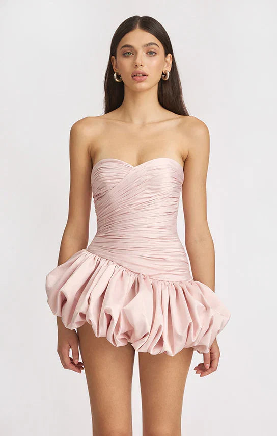 Alia | Women's Strapless Balloon Draped Mini Cocktail Dress