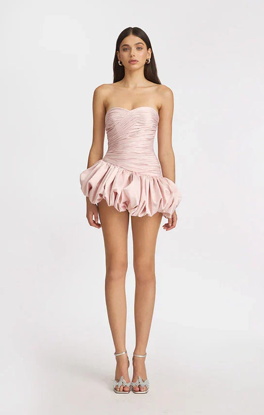 Alia | Women's Strapless Balloon Draped Mini Cocktail Dress