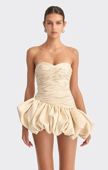Alia | Women's Strapless Balloon Draped Mini Cocktail Dress