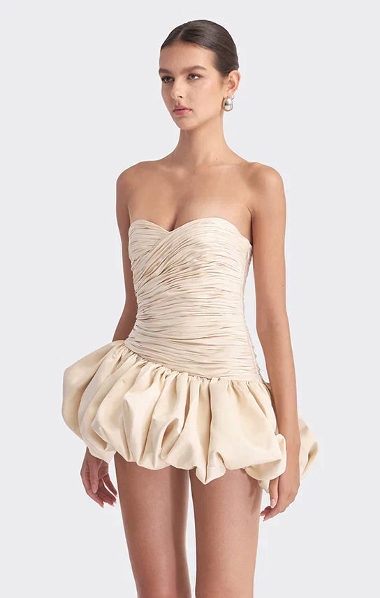Alia | Women's Strapless Balloon Draped Mini Cocktail Dress