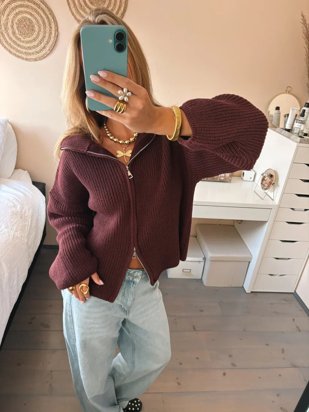 Alivia | Women's Oversized Chunky Zip Up Knit Cardigan