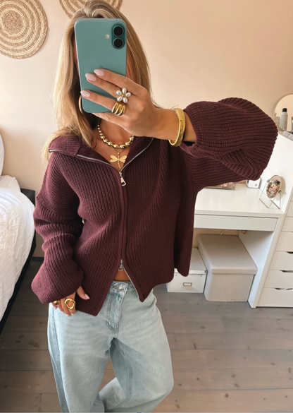 Alivia | Women's Oversized Chunky Zip Up Knit Cardigan