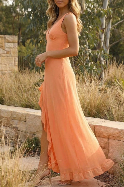Alora | Women's Sleeveless V-Neck Maxi Summer Wedding Guest Dress