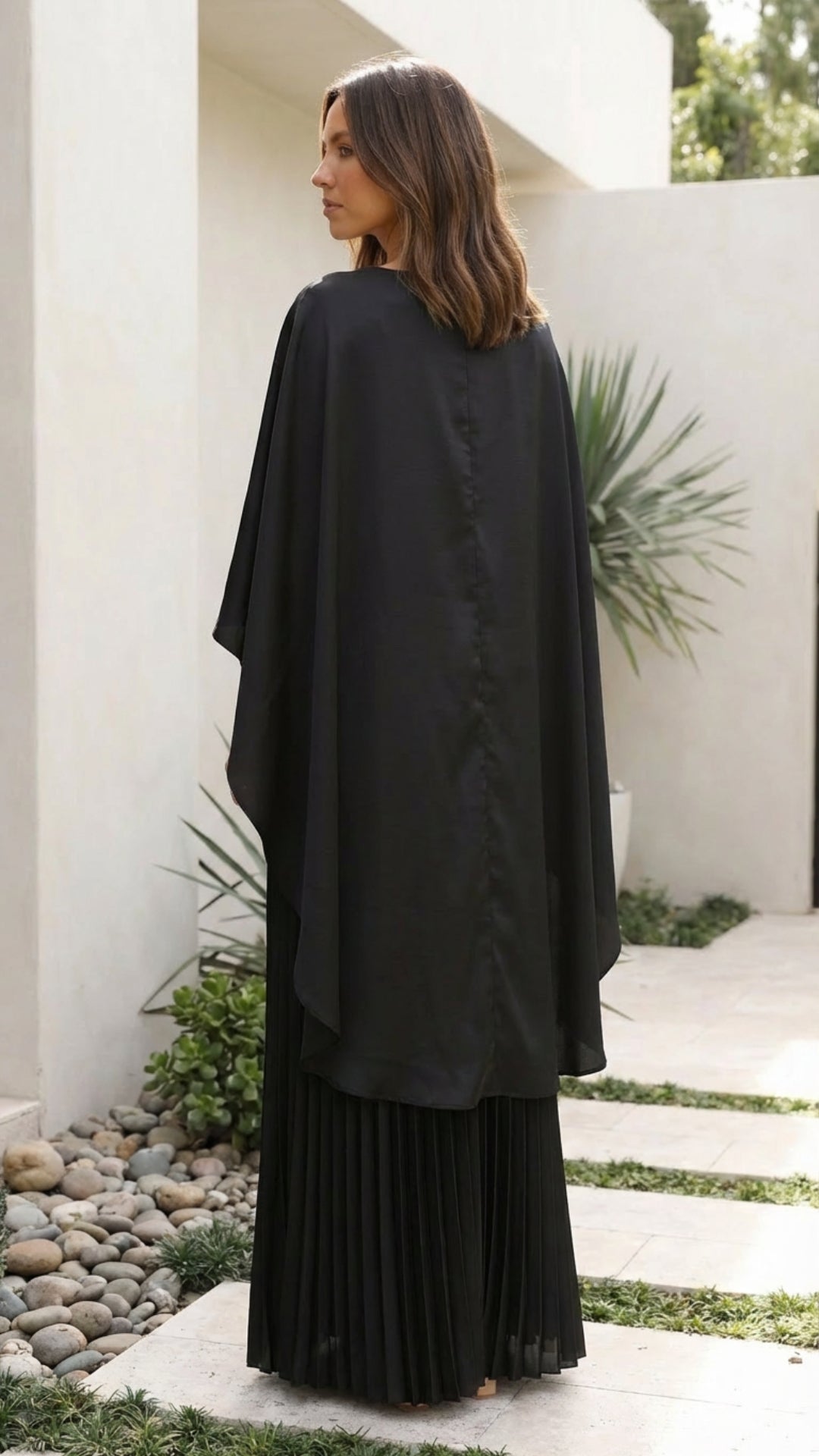 Aniya | Women’s Long Cape Sleeves Maxi Wedding Guest Dress