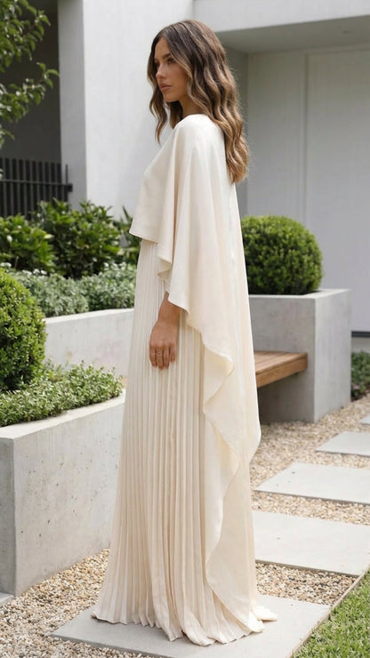 Aniya | Women’s Long Cape Sleeves Maxi Wedding Guest Dress