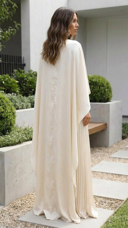 Aniya | Women’s Long Cape Sleeves Maxi Wedding Guest Dress