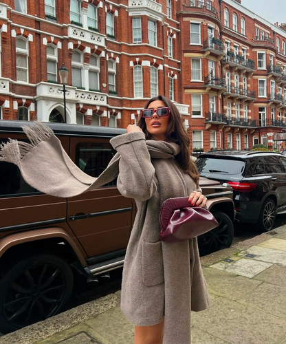 Aria | Women's Oversized Coat with Scarf