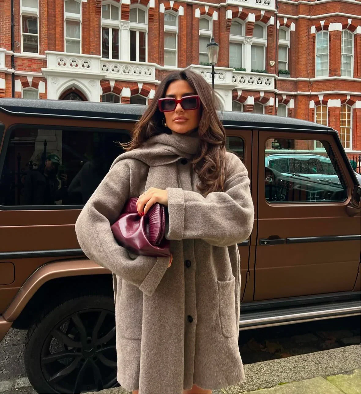 Aria | Women's Oversized Coat with Scarf