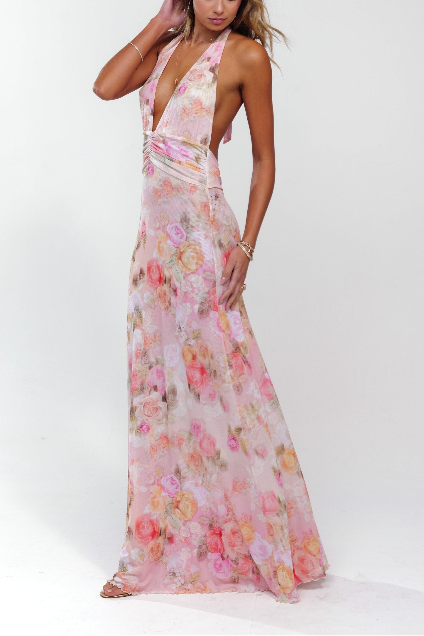Ariadne | Women's Floral Deep V-Neck Maxi Wedding Guest Dress