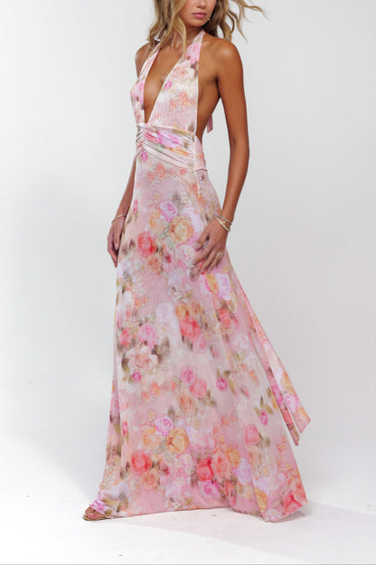 Ariadne | Women's Floral Deep V-Neck Maxi Wedding Guest Dress