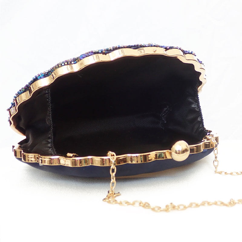 Astrid | Women’s Sequin Glitter Peacock Beaded Clutch Party Bag