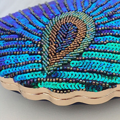Astrid | Women’s Sequin Glitter Peacock Beaded Clutch Party Bag