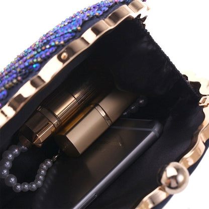 Astrid | Women’s Sequin Glitter Peacock Beaded Clutch Party Bag