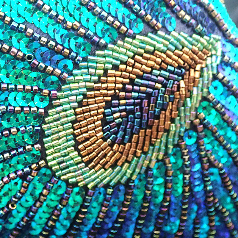 Astrid | Women’s Sequin Glitter Peacock Beaded Clutch Party Bag
