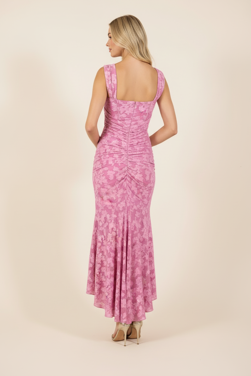 Bianca | Women's Sleeveless Draped Floral Maxi Wedding Guest Dress