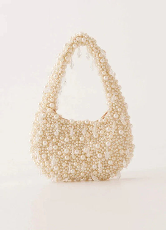 Billy | Women’s Pearl Beaded Shoulder Party Bag with Drop Charms