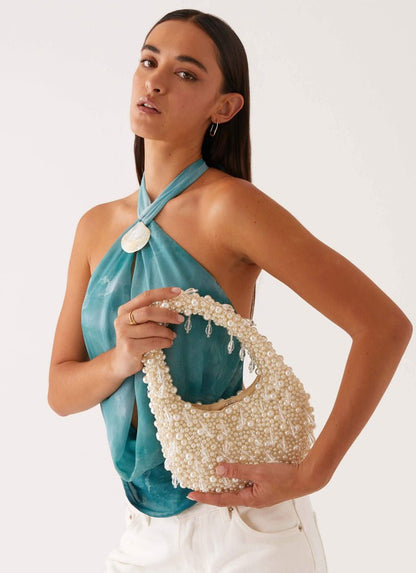 Billy | Women’s Pearl Beaded Shoulder Party Bag with Drop Charms