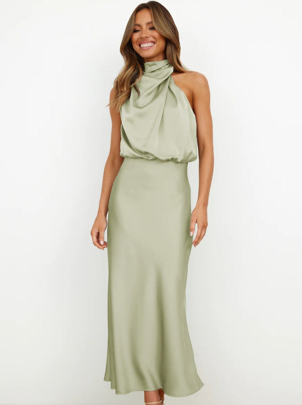 Briony | Women's Elegant Halter Neck Maxi Wedding Guest Dress
