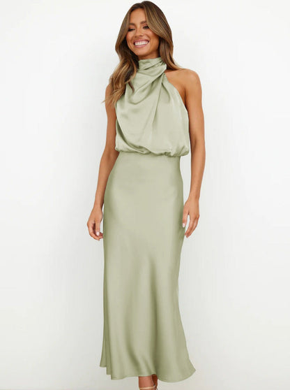Briony | Women's Elegant Halter Neck Maxi Wedding Guest Dress