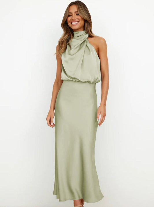 Briony | Women's Elegant Halter Neck Maxi Wedding Guest Dress