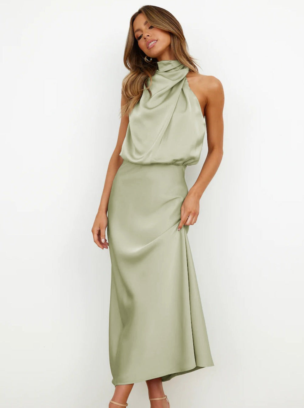 Briony | Women's Elegant Halter Neck Maxi Wedding Guest Dress