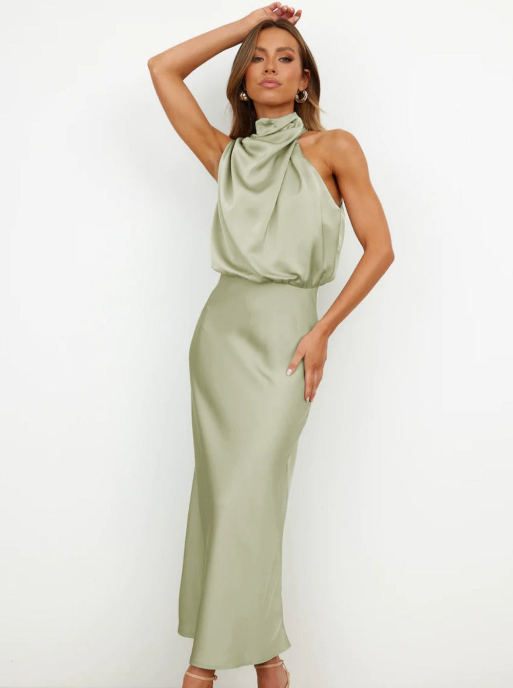 Briony | Women's Elegant Halter Neck Maxi Wedding Guest Dress