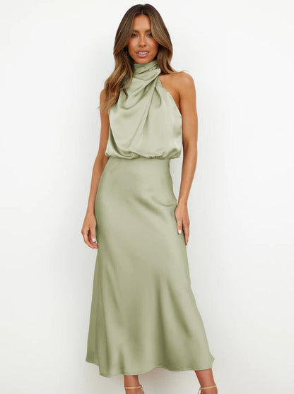 Briony | Women's Elegant Halter Neck Maxi Wedding Guest Dress