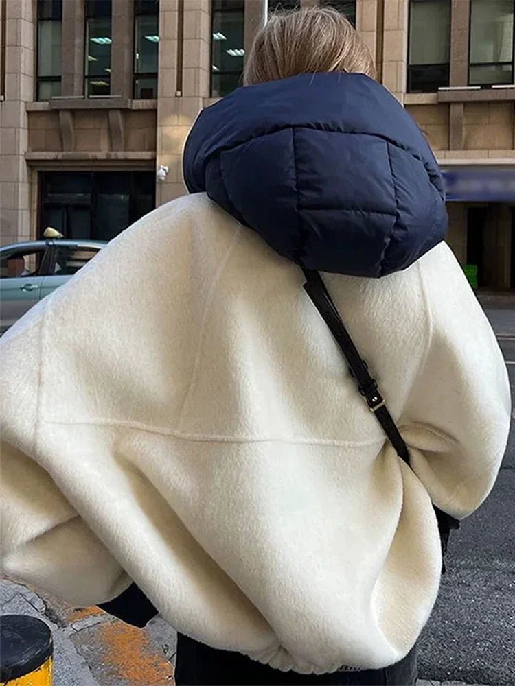 Cadence | Women's Color Block Hooded Drawstring Bomber Jacket