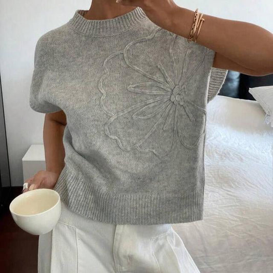 Callie | Women's 3D Floral Knitted Vest Cardigan