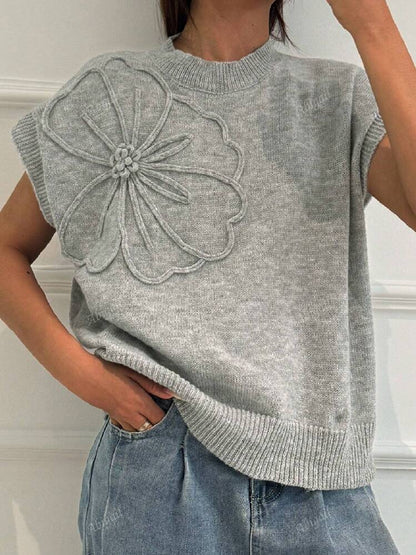 Callie | Women's 3D Floral Knitted Vest Cardigan