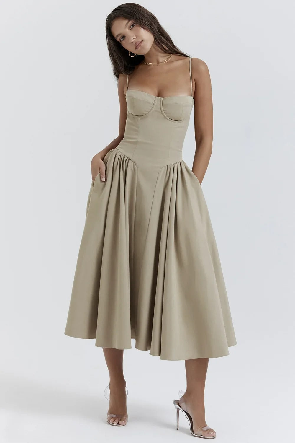 Calliope | Women's Sleeveless Structured Midi Summer Dress