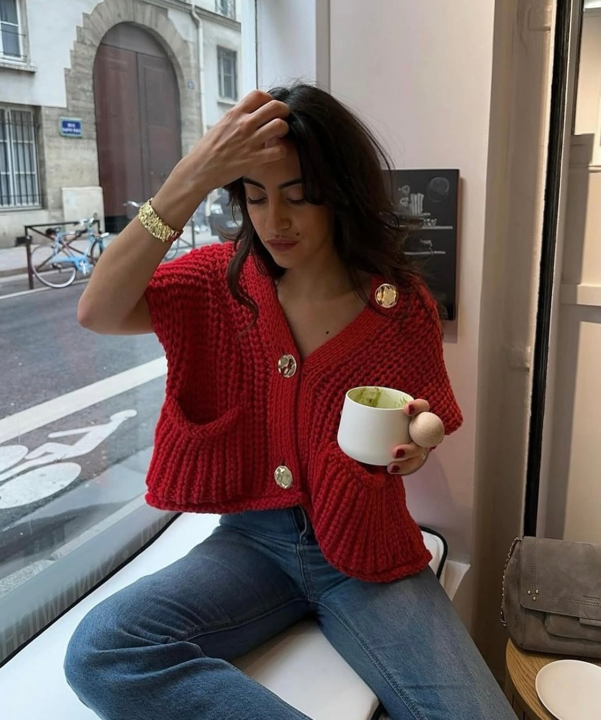 Camille | Women's Chunky Knit Button Front Vest Cardigan