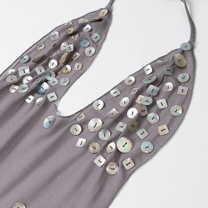 Cecilia | Women's Sequin Halter Backless Ruffle Mini Party Dress