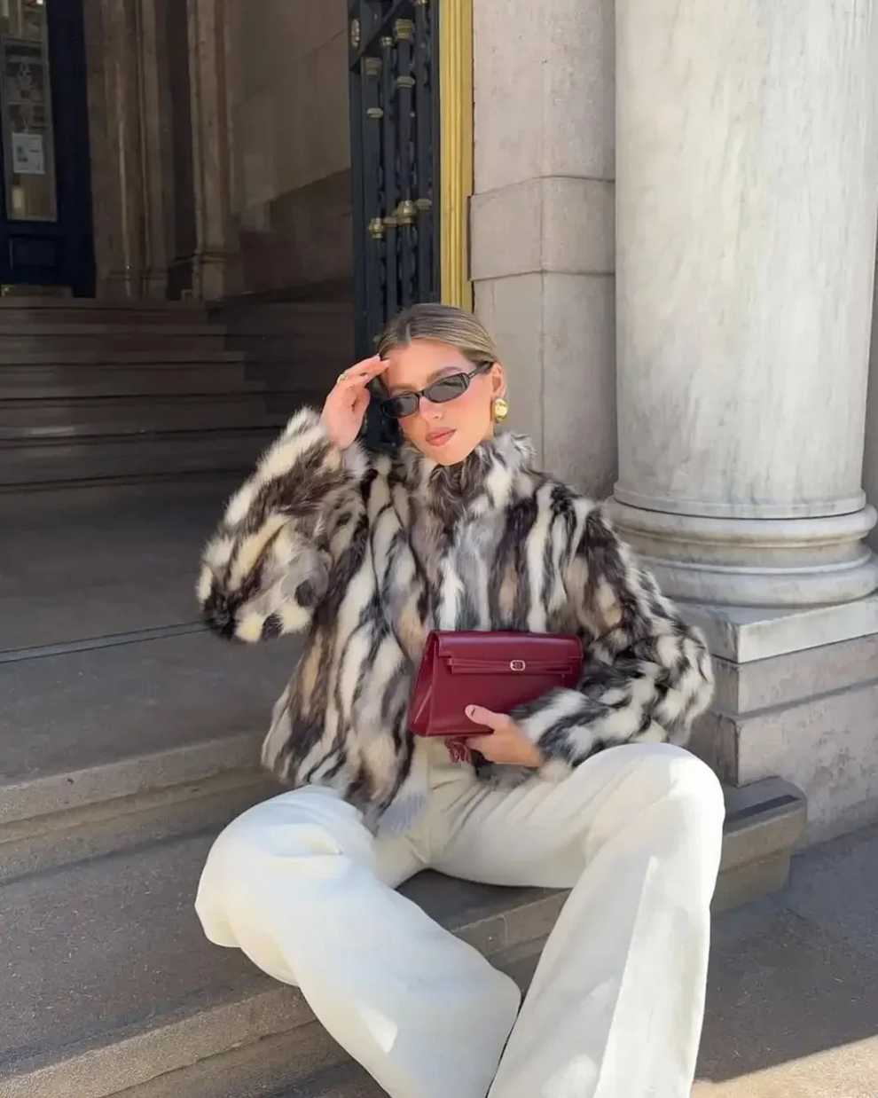 Chelsea | Women's Faux Fur Animal Print Coat
