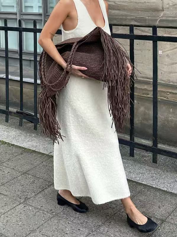 Claire | Women’s Woven Fringe Shoulder Tote Beach Bag