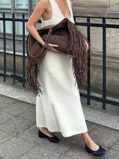 Claire | Women’s Woven Fringe Shoulder Tote Beach Bag