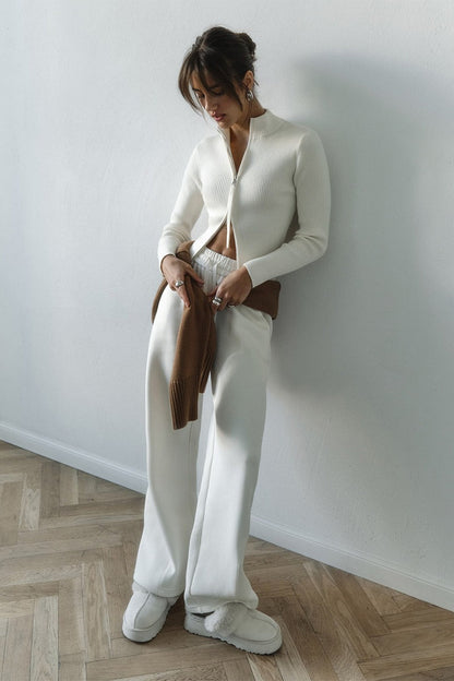 Corinne | Women's Ribbed Knit Zip Front Mock Neck Cardigan