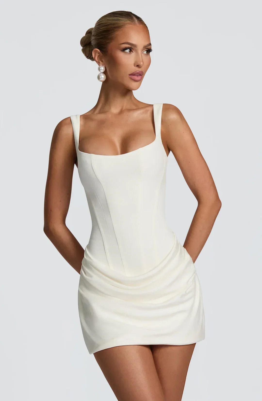 Courtney | Women's Sleeveless Draped Corset Mini Dress